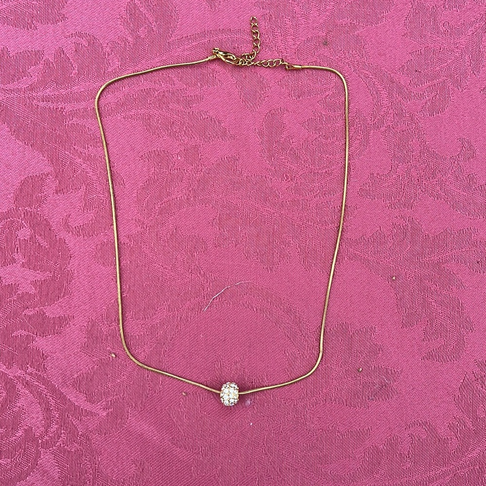 Gold Necklace with Rhinestone Bead